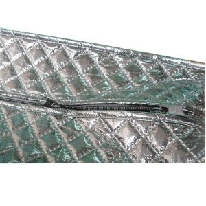 PB07 ESTEL shining black square veins quilted double head zipper reusable