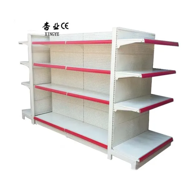 Factory Custom size color milk white double-sided supermarket shelves pharmacy shelving gondola shelf
