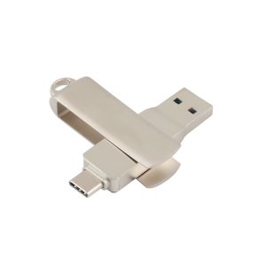 Silver Body Laser LOGO Type C USB With Key Hole Can Put Lanyard And Keyring