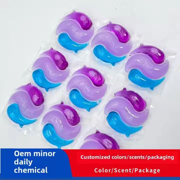 3-in-1 Apparel Laundry Detergent Capsules Liquid 10g/pcs 3 Color Variations For