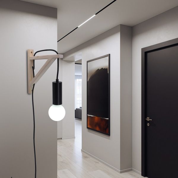 Nordic Wooden Wall Lamp Creative Industrial Dining Room Bedroom Plug in wall lamp (WH-OR-65)