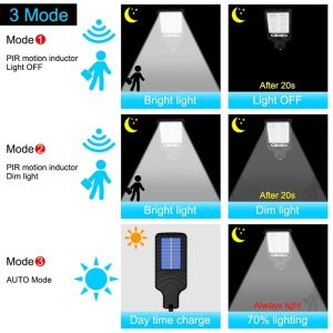 Solar Street Lights Outdoor with 3 Light Modes Waterproof Motion Sensor Security