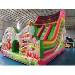 China Amusement Park Inflatable Dry Slides Candy House Inflatable Slides Castle For Kids on sale