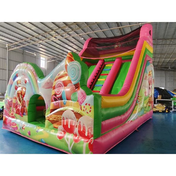 Quality Amusement Park Inflatable Dry Slides Candy House Inflatable Slides Castle For Kids wholesale
