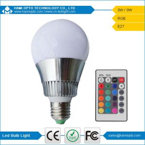 Cheap RGB led bulb 9W RGB globe flash dimmable LED light bulb with IR remote control for sale