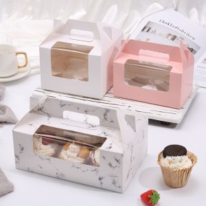Portable Cupcake Folding Packaging Box Dessert Packaging Box Muffin Box