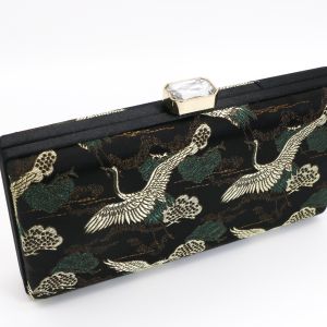 Embroidered Fabric Evening Clutch Handbag Crane Pattern For Women ODM