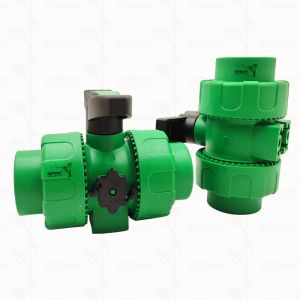 Lock Ball PPR Double Union Ball Valve With Plastic Ball S2.5 20-63MM Customized