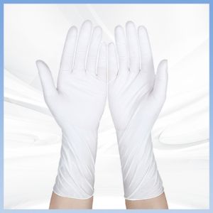 Reliable Disposable White Nitrile Work Gloves Non Toxic ASTM D6319