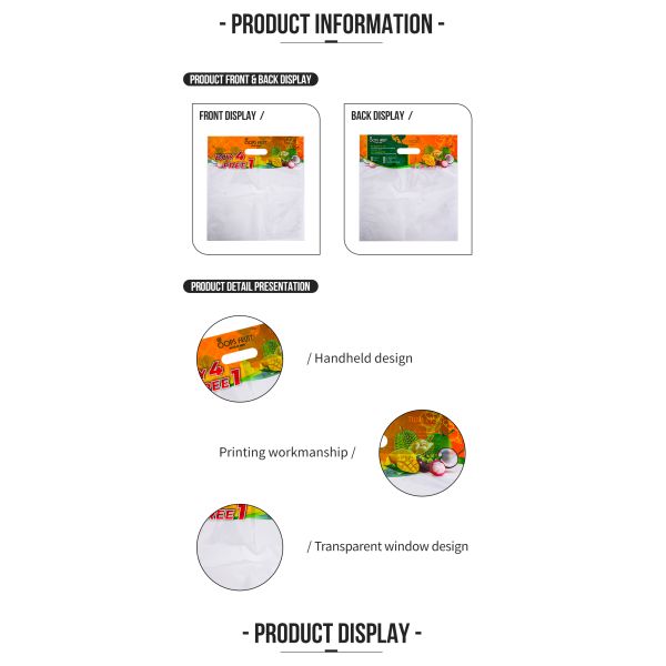 Factory Customization Transparent Fresh Fruit Vegetable Packaging Bags Bopp Plastic Bags With handle