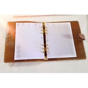 142x208mm Genuine leather snap fastener customized design Refillable 6 Ring