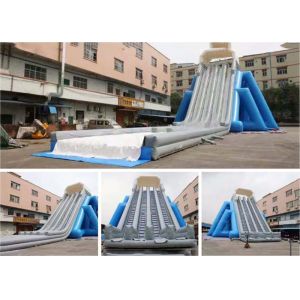 Blue And Grey Giant Inflatable Water Wave Slide For Event With Five Lanes