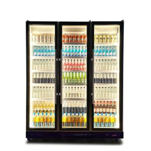 Vertical Black Glass Door Beer Display Fridges With Fan Cooling System