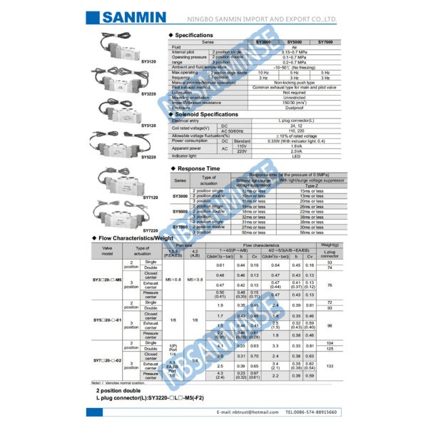 SY7000 Small Smc Solenoid Valve Manifold Mounted Individually High Reliability