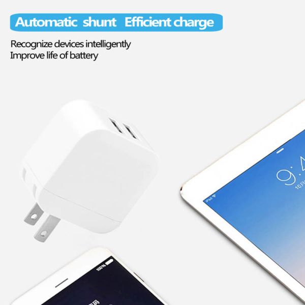 Foldable 24W Double USB Power Adapter 5V 4.8A Travel AC Adapter