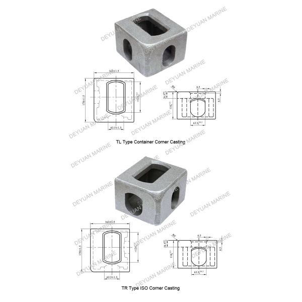 ISO1161 Approval Marine Corner Casting Cargo Container Parts 178*162*118