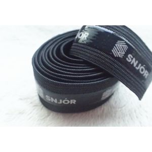 Fashion Polyester Soft Elastic Band , Black Elastic Tape With Screen Printing