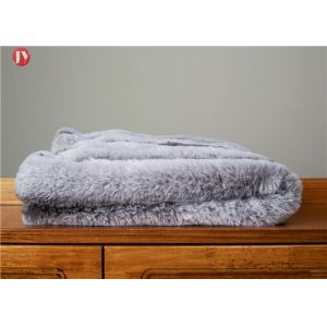 Stripe Rabbit Throw Faux Animal Fur Blanket Super Soft With Custom Logo Light