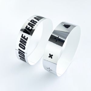 Fashionable Silver Holographic Disposable Soft Paper Bracelet Glitter Style