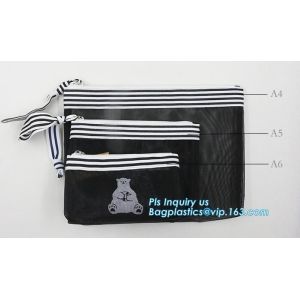 Mesh PVC Document File Bags With Zipper Closure A4 A5 A6 Size File Packing Bags,