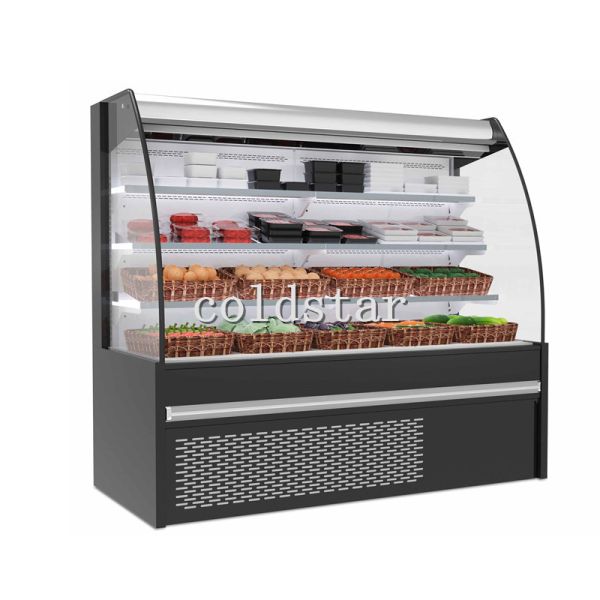 Supermarket Front Open Vertical Cooler Air Curtain Food Refrigeration Display
