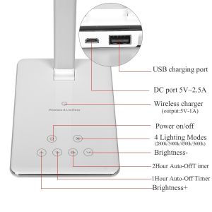 latest LED table lamp wireless charger,multi-function led lamp wireless charger