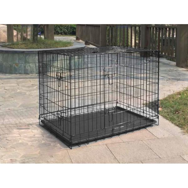 48'' Black Powder Coated Wire Mesh Small Size Dog Kennel with ABS Plastic Tray