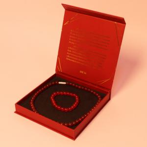 Cheap Magnetic Necklace Jewelry Packaging Box Red Gold Foil for sale