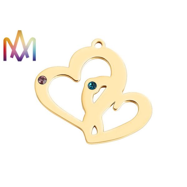 Quality SS304 Hollow Double Heart Shape Pendant 25.5x28.5mm wholesale