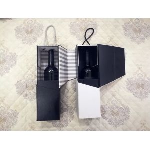 Luxury folding magnetic closure cardboard packaging wine bottle handmake rigid