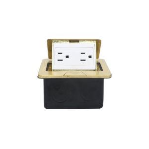 Residential Double Floor Socket With White 15A 125V Decora Tamper Receptacle