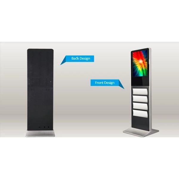 Coffee Shop Capacitive Interactive Touch Screen Kiosk 21.5 Inch Free Standing With Magazine Holder