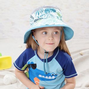 Wide Brim UPF 50+ Mesh Childrens Bucket Hats 55cm With Neck Flap OEM