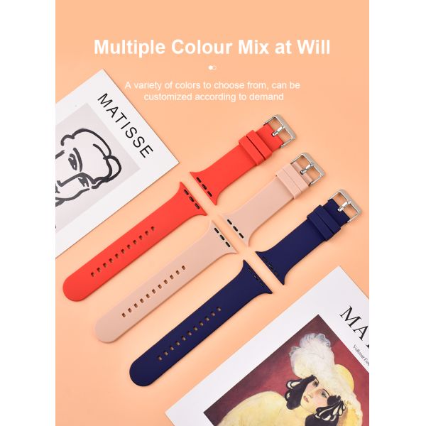 Fashion Red Color Soft Silicone Watch Band For Apple Watch 38/40mm 42/44mm