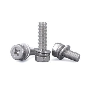 Stainless Steel Cross Recessed Hexagon Bolt With Lock Washer And Plain Washer