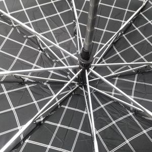 Strong 2 Folding Golf Umbrella Windproof Tartan Design With Crook PU Handle