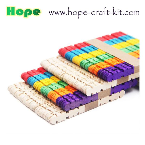Quality Serrated / jagged natural color, multi-colored wooden craft sticks with teeth for hobbies and children DIY hand-craft wholesale
