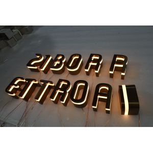 China 3D Acrylic LED Edge Lit Signs Brass / Chromed Wall Mounted on sale