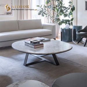 50cm Round Marble Movable Coffee Table
