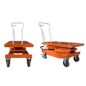 China Factory Mobile 500Kg Payload Capacity Double Scissor Manual Scissor Lifter