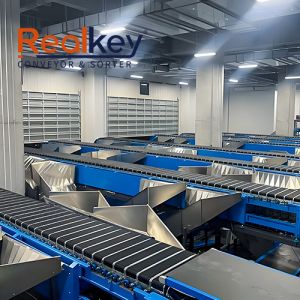 8000p/H Sorted Cartons Narrow Belt Sorter For Supermarket Distribution