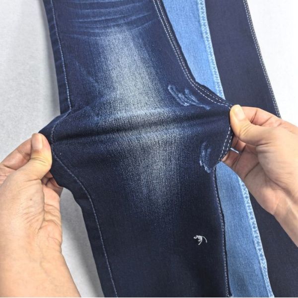 Quality 9 Oz JSD3168 High Stretch Satin Dark Blue Denim Fabric For Medium Weight Cotton 70% Polyester 28% Spandex 2% wholesale