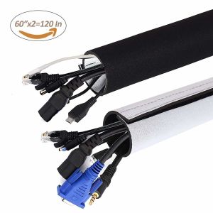 Black Color 3m Cable Sleeve / Adjustable Flexible Neoprene Velcro Cable