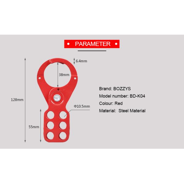 BOSHI Customized 38mm Lock Shackle Diameter 6 Holes Safety Lockout Hasps