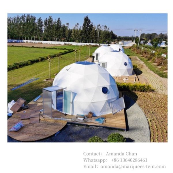 Accept Customized Logo Hotel Dome House Glamping Geodesic Dome Tent With PVC Roof Cover