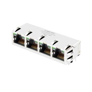 Pulse JG0-0025NL Compatible LINK-PP LPJG48851AFNL 100/1000 Base-T 1x4 Port RJ45 Jacks with Transformer Tab Up Green/Green LED