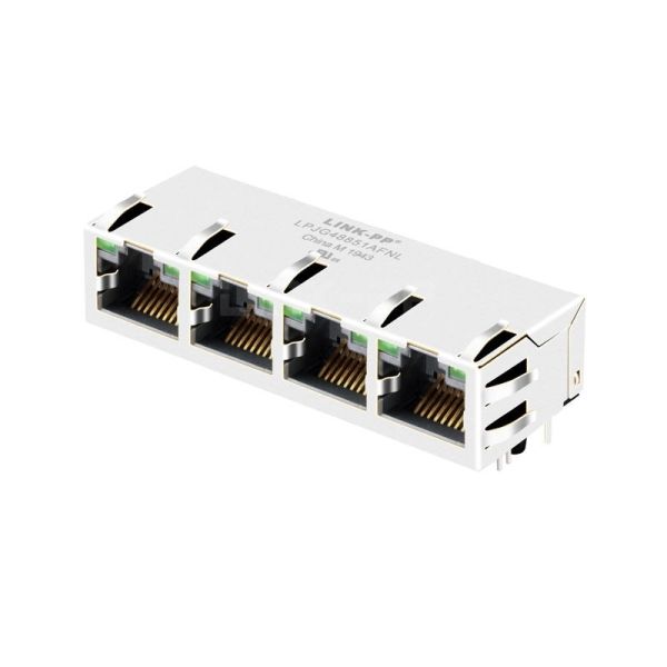 Quality Pulse JG0-0025NL Compatible LINK-PP LPJG48851AFNL 100/1000 Base-T 1x4 Port RJ45 Jacks with Transformer Tab Up Green/Green LED wholesale