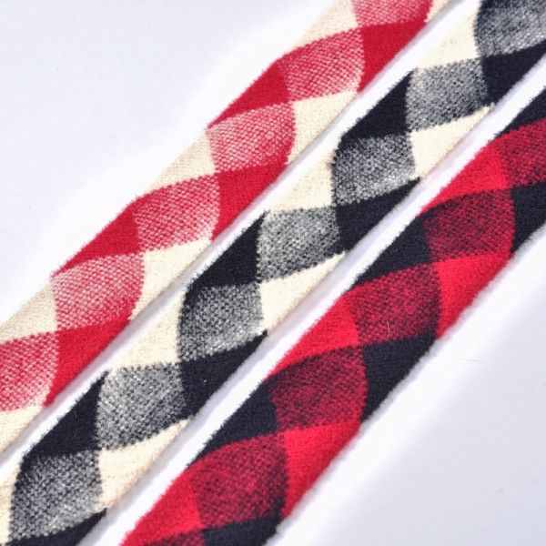 20KJ63 Black Plaid Polyester Decorative Ribbon Trim 40mm