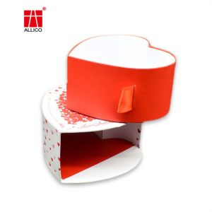 Sliding Drawer Ribbon Tie Gift Box 40cm X 30cm , CMYK Valentines Heart Box