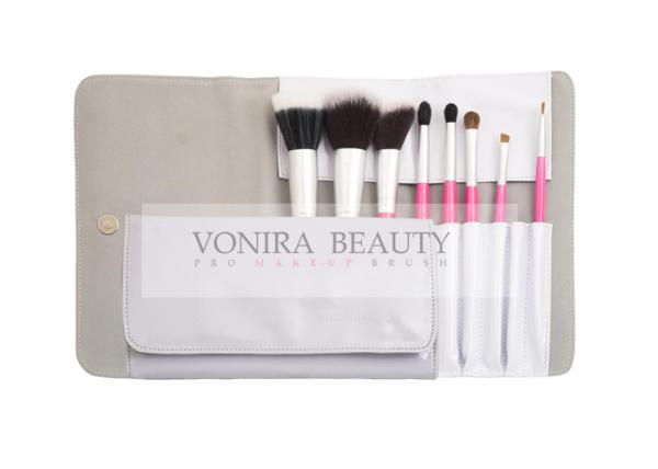 Quality 8 Piece Pro Labeled Makeup Brush Set With Matching Designer Case Travel Brush Kit wholesale